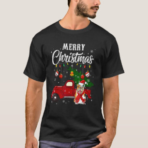 Britischer Bulldogge Weihnachtsbaum Roter LKW Froh T-Shirt
