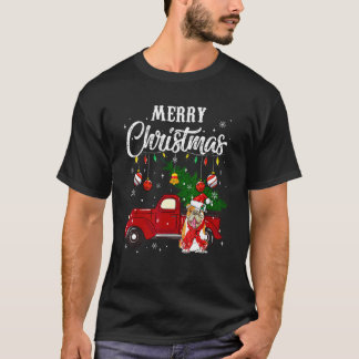 Britischer Bulldogge Weihnachtsbaum Roter LKW Froh T-Shirt