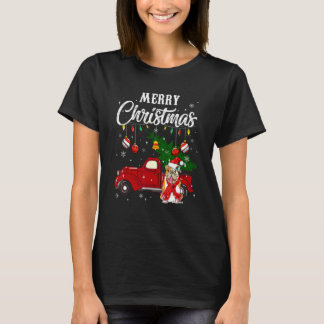 Britischer Bulldogge Weihnachtsbaum Roter LKW Froh T-Shirt