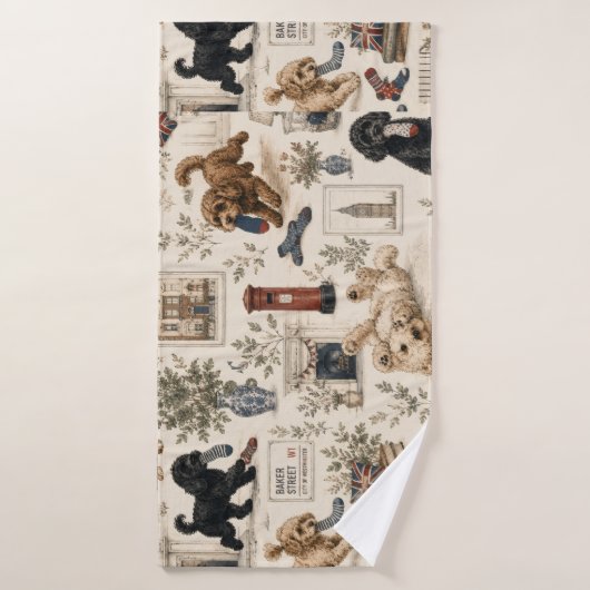 Britischer Cottagecore Cockapoo Badhandtuch Set (Badehandtuch)