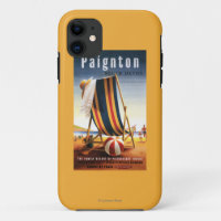 Britischer Eisenbahn-Strand-Stuhl und Ball-Plakat
