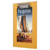 Britischer Eisenbahn-Strand-Stuhl und Ball-Plakat Klemmbrett (Links)