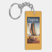 Britischer Eisenbahn-Strand-Stuhl und Ball-Plakat Schlüsselanhänger (Vorderseite links)