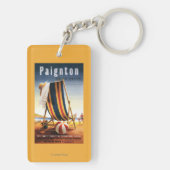 Britischer Eisenbahn-Strand-Stuhl und Ball-Plakat Schlüsselanhänger (Rückseite)
