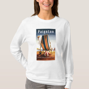 Britischer Eisenbahn-Strand-Stuhl und Ball-Plakat T-Shirt