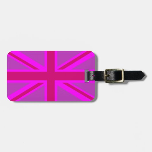 Britischer Flaggenhintergrund von Hot Pink Union J Gepäckanhänger (Vorderseite horizontal)