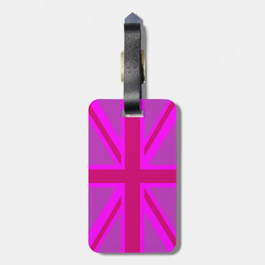Britischer Flaggenhintergrund von Hot Pink Union J Gepäckanhänger (Rückseite vertikal)