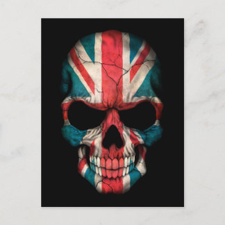Britischer Flaggenschädel auf schwarz Postkarte