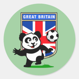 BRITISCHER Fußball-Panda Runder Aufkleber