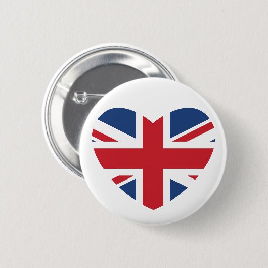 Britischer Herz-Knopf - Gewerkschafts-Jack-Flagge Button (Vorne & Hinten)