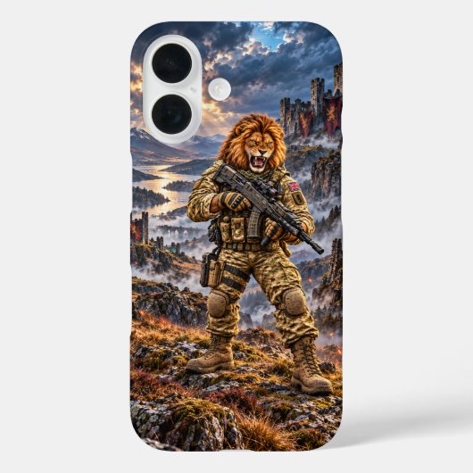 Britischer Löwe Tactical Warrior iPhone 16 Kaum Da Case-Mate iPhone Hülle (Rückseite)