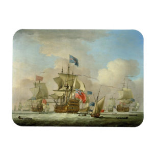 Britischer Mann-von-Krieg und ein Sloop, c.1720-30 Magnet