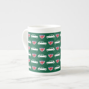 Britischer Mini Cooper Hearts - Green Bone China B Porzellantasse