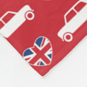Britischer Mini Cooper Herzen - Rot Fleecedecke (Ecke)
