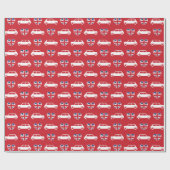 Britischer Mini Cooper Herzen - Rotes Geschenkpapi Geschenkpapier (Flach)