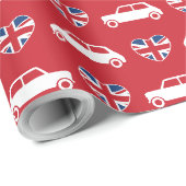 Britischer Mini Cooper Herzen - Rotes Geschenkpapi Geschenkpapier (Rolleneckpunkt)