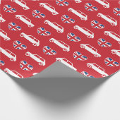 Britischer Mini Cooper Herzen - Rotes Geschenkpapi Geschenkpapier (Ecke)