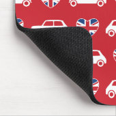 Britischer Mini Cooper Herzen - Rotes Mauspad (Ecke)