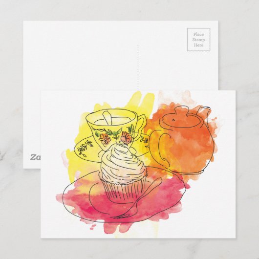 Britischer Nachmittagstee Postkarte (Vorne/Hinten)