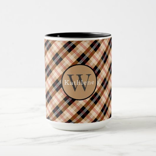Britischer Tartan mit Typenschild und Monogramm Tasse (Zentrum)