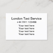 BRITISCHER Taxi-Service Londons Visitenkarte (Rückseite)