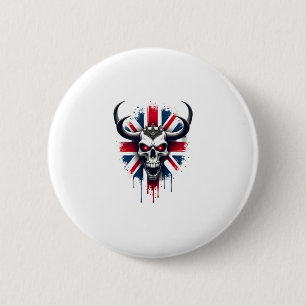 Britischer Totenkopf England UK Flagge Premium T-S Button