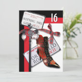 Britisches "16. Geburtstag" Mode-EinkaufsParty Einladung (Stehend Vorderseite)