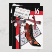 Britisches "16. Geburtstag" Mode-EinkaufsParty Einladung (Vorne/Hinten)