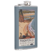 Britisches Eisenbahn-Mädchen, das über einer Flachmann (Rechts)