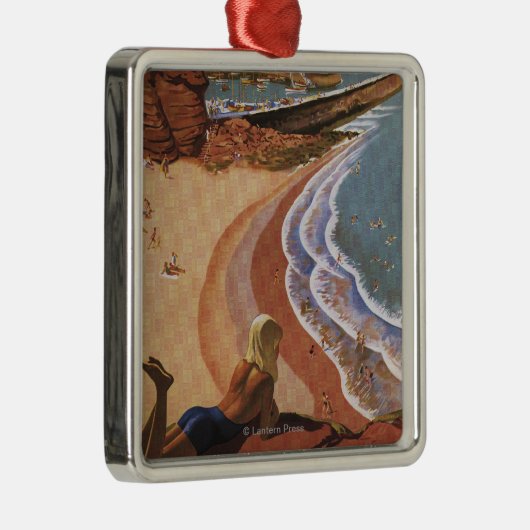 Britisches Eisenbahn-Mädchen, das über einer Silbernes Ornament (Rechts)