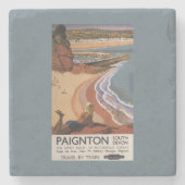 Britisches Eisenbahn-Mädchen, das über einer Steinuntersetzer (Vorderseite)