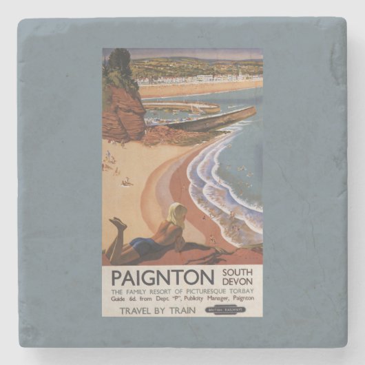 Britisches Eisenbahn-Mädchen, das über einer Steinuntersetzer (Vorderseite)