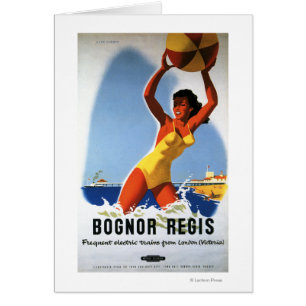 Britisches Eisenbahn-Mädchen und Beachball Plakat
