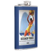 Britisches Eisenbahn-Mädchen und Beachball Plakat Flachmann (Rechts)