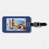 Britisches Eisenbahn-Mädchen und Beachball Plakat Gepäckanhänger (Vorderseite horizontal)