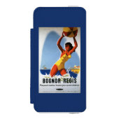 Britisches Eisenbahn-Mädchen und Beachball Plakat Incipio iPhone Geldbeutel-Hülle (Folio Vorderseite)