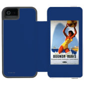 Britisches Eisenbahn-Mädchen und Beachball Plakat Incipio iPhone Geldbeutel-Hülle (Folio Geöffnet)