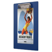 Britisches Eisenbahn-Mädchen und Beachball Plakat Klemmbrett (Links)