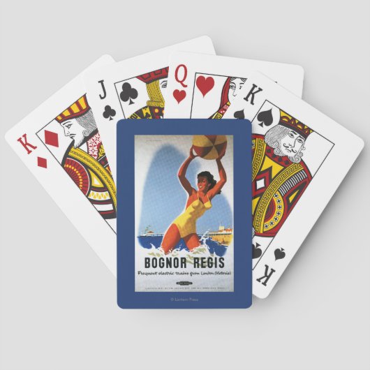 Britisches Eisenbahn-Mädchen und Beachball Plakat Spielkarten (Rückseite)