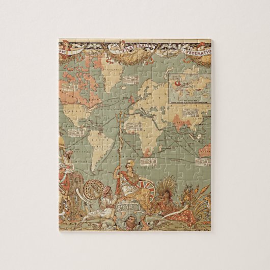 Britisches Empire Vintage Viktorianische Weltkarte Puzzle (Vertikal)