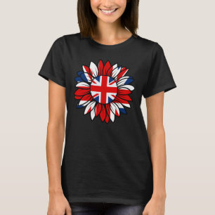 Britisches Flagge-Sonnenblumen-Design Damen T-Shirt