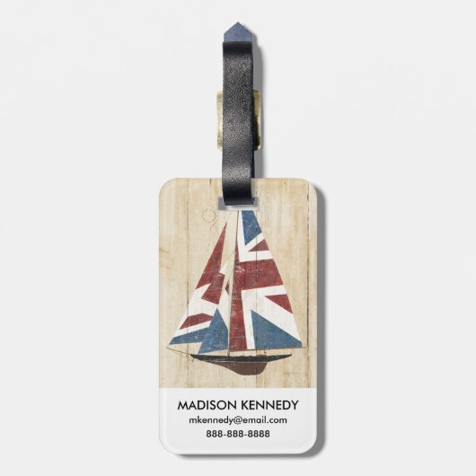 Britisches Flaggen-Segelboot Gepäckanhänger (Rückseite vertikal)