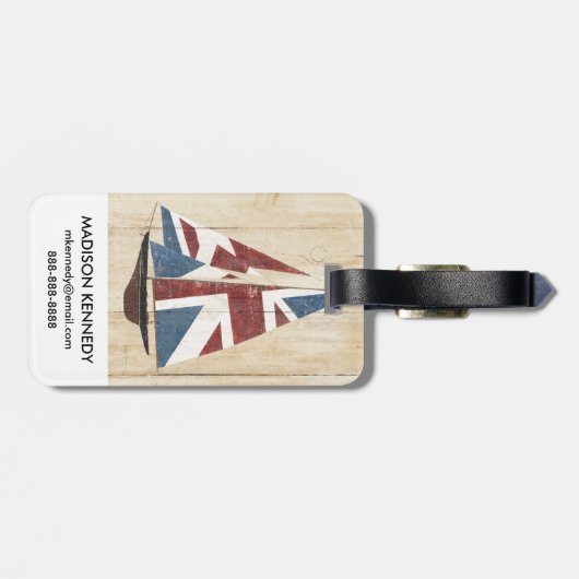Britisches Flaggen-Segelboot Gepäckanhänger (Rückseite horizontal)
