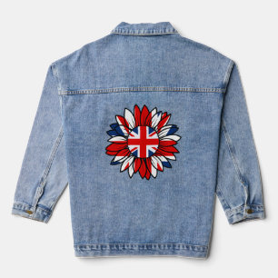 Britisches Flaggen-Sonnenblumen-Design Damen Jeansjacke