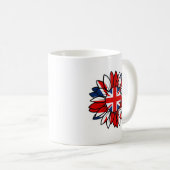 Britisches Flaggen-Sonnenblumen-Design Kaffeetasse (VorderseiteRechts)