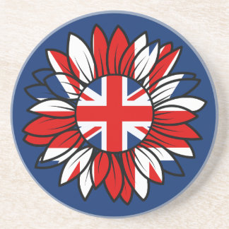 Britisches Flaggen-Sonnenblumen-Design-Unterlege  Getränkeuntersetzer