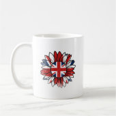 Britisches Flaggen-Sonnenblumen-Distressed-Design Kaffeetasse (Links)
