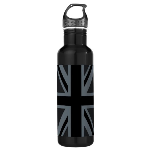 Britisches Flaggendesign für Black Union Jack - Br Trinkflasche (Vorderseite)