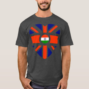 Britisches indisches Fahnenherz T-Shirt