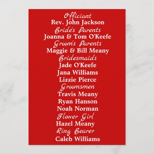 Britisches Mod Red White Blue Hochzeitsprogramm Programm (Rückseite)